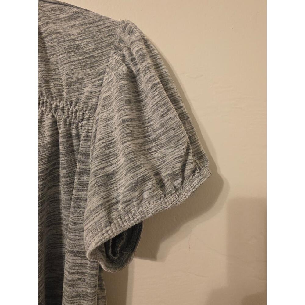 Candie’s Y2K Gray Tie Neck Ruched Top Women’s L Short Sleeve - Picture 5 of 6